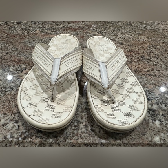 Louis Vuitton Ivory Damier Rubber Sandals
